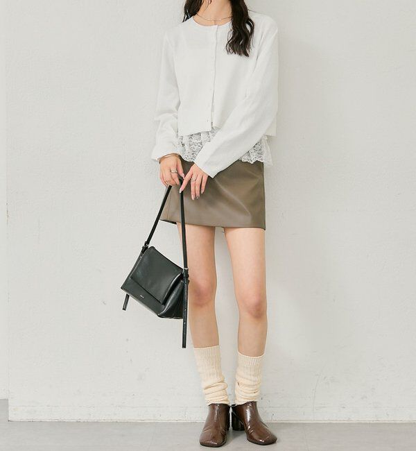  「ブークレ裾レースカーデセット」|カーディガン|