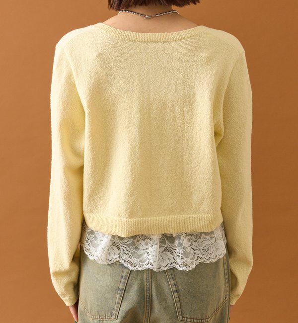  「ブークレ裾レースカーデセット」|カーディガン|