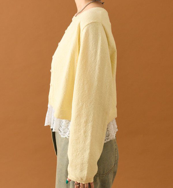  「ブークレ裾レースカーデセット」|カーディガン|