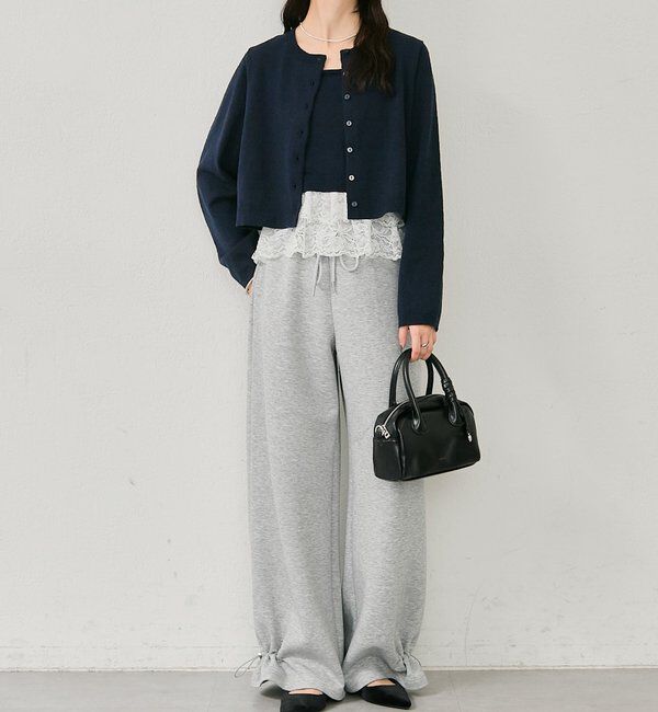  「ブークレ裾レースカーデセット」|カーディガン|