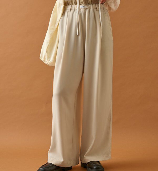  「【オールシーズン対応/WEB限定アイボリー】フリルイージーパンツ」|チノ|ベージュ