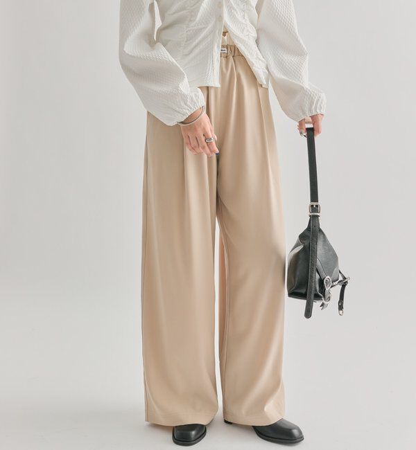  「【オールシーズン対応/WEB限定アイボリー】フリルイージーパンツ」|チノ|