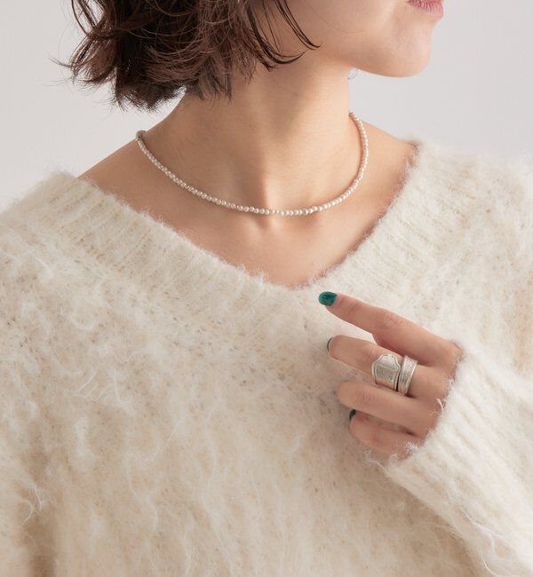  「ガラスパールネックレス」|リング|シルバー