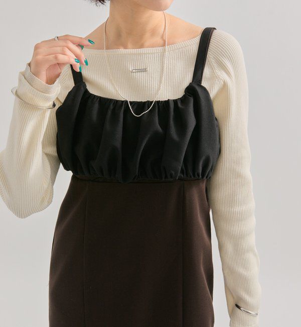  「ギャザービスチェSETワンピース」|ワンピース|