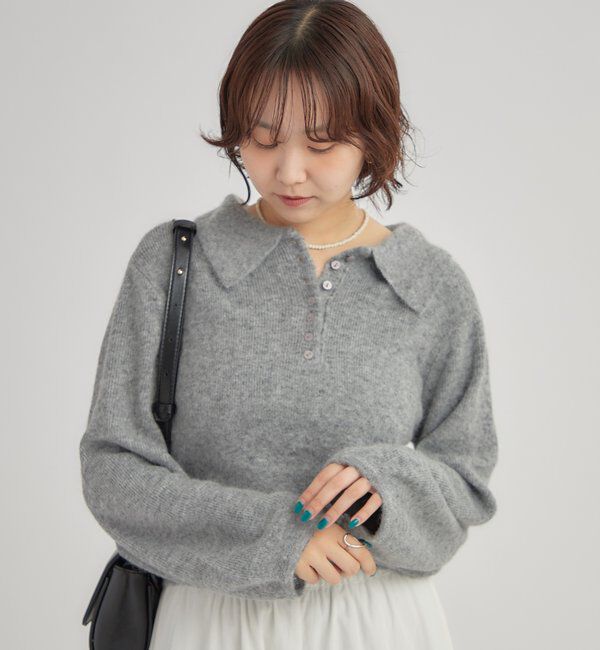  「襟付きロングスリーブニット」|ニット・セーター|