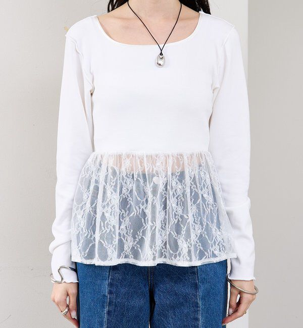  「レースドッキングロンT」|Tシャツ・カットソー|