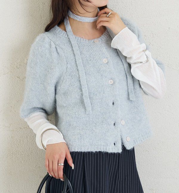  「ふわふわ半袖ニット カーディガン」|カーディガン|