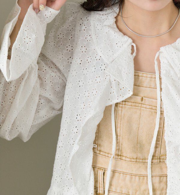 「フラワー刺繍フリルブラウス」|シャツ・ブラウス|