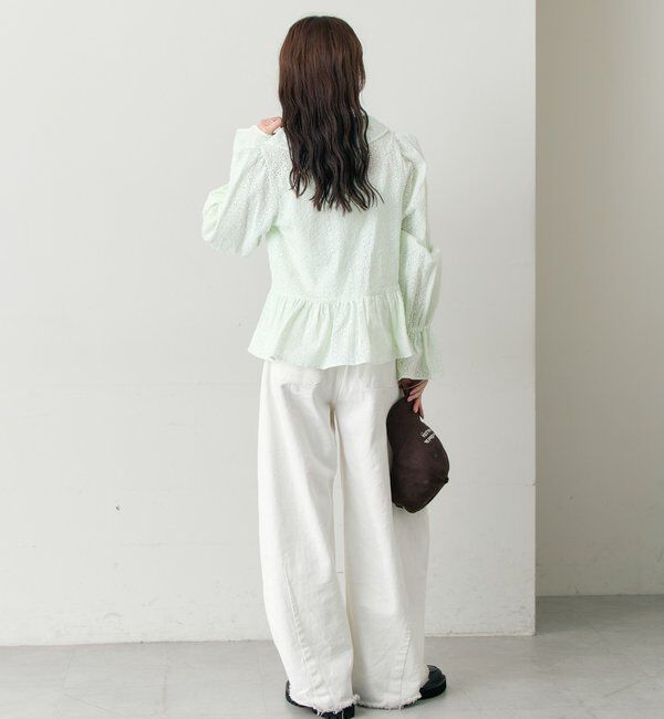  「フラワー刺繍フリルブラウス」|シャツ・ブラウス|