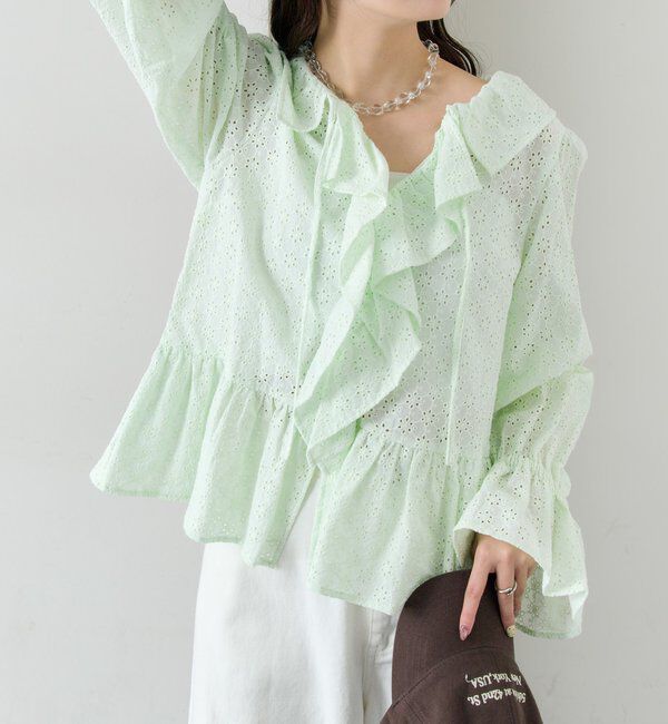  「フラワー刺繍フリルブラウス」|シャツ・ブラウス|