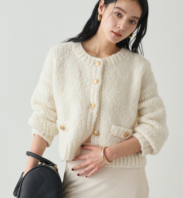  「【20周年限定】イタリアヤーン手編みニットカーデ」|ニット・セーター|オフホワイト