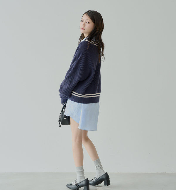  「ライン入りVルーズニット」|ニット・セーター|