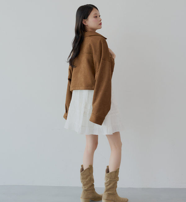  「【WEB限定/REVIVAL】胸ロゴショート丈スエードジップブルゾン」|ブルゾン・スタジャン|