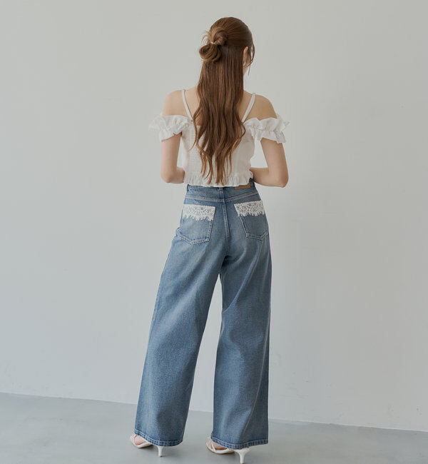  「ポケットレースワイドデニム」|デニム|