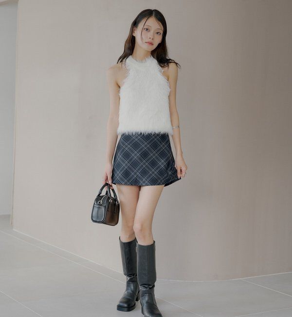  「2wayレイヤードチェックボックスタイトミニスカート」|スカート|