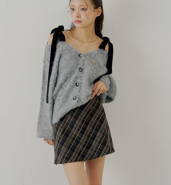  「2wayレイヤードチェックボックスタイトミニスカート」|スカート|