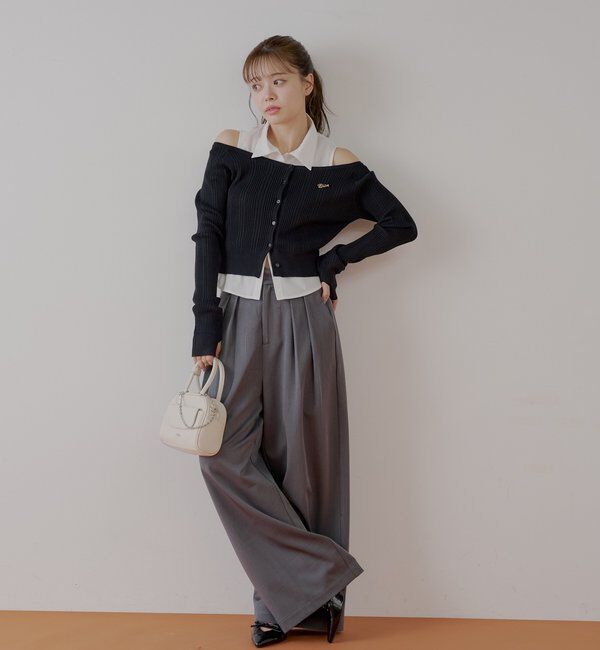  「【SALON by Chico】 BIGリボンスラックスロングパンツ」|チノ|