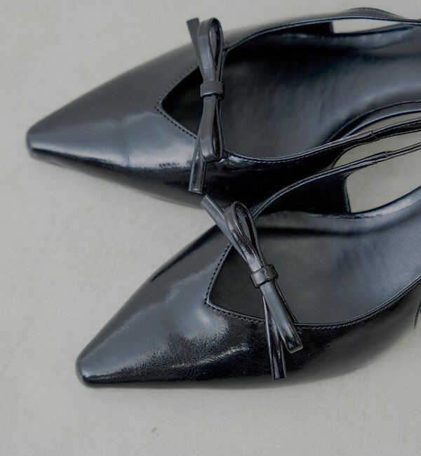  「バックストラップリボンヒールミュール」|パンプス|