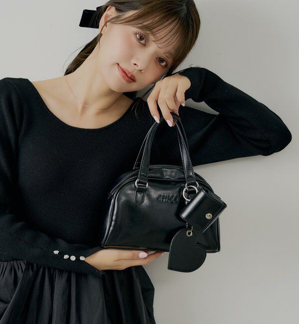  「【REVIVAL/WEB限定】チャーム付ミニボストンバッグ」|ボストンバッグ|ブラック