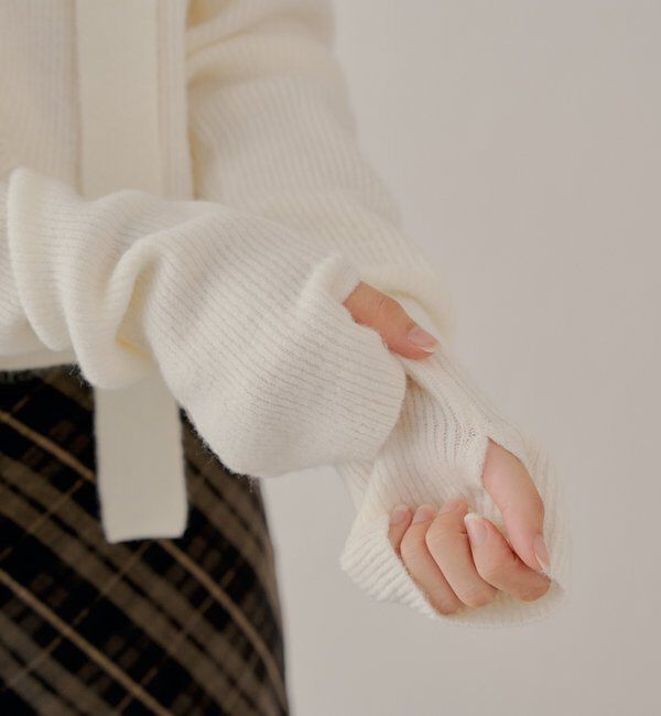  「チョーカー付きラウンドボタンコンパクトカーディガン」|カーディガン|