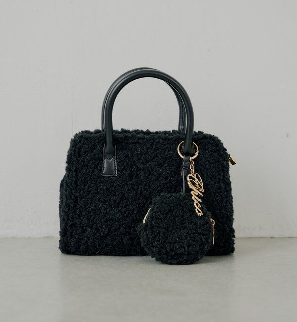  「ロゴチャーム付きスエードムートンバッグ」|ボストンバッグ|