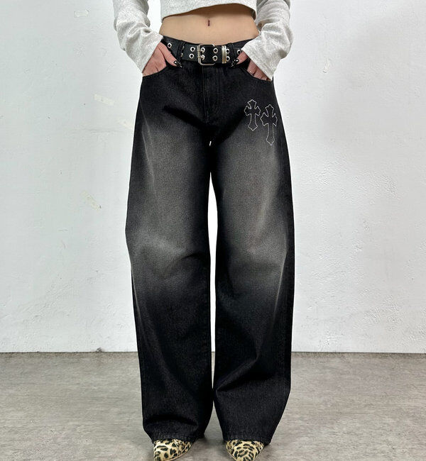  「【SLOPPY/スロッピー】ラインストーンローライズデニム」|デニム|