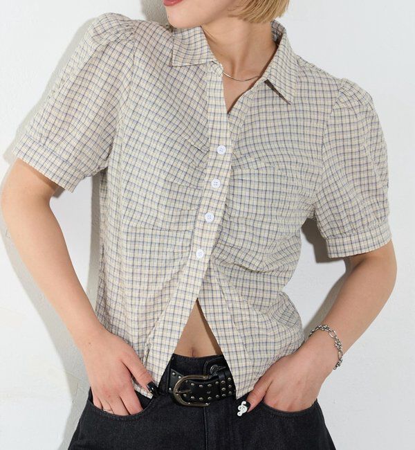  「パフスリーブギャザーブラウス」|シャツ・ブラウス|オフホワイト