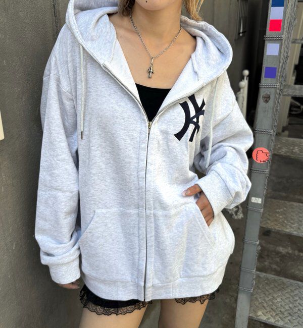 「【KOOKY'N/クーキー】KY LOGOZIPHOODIE」|パーカー|ライトグレー