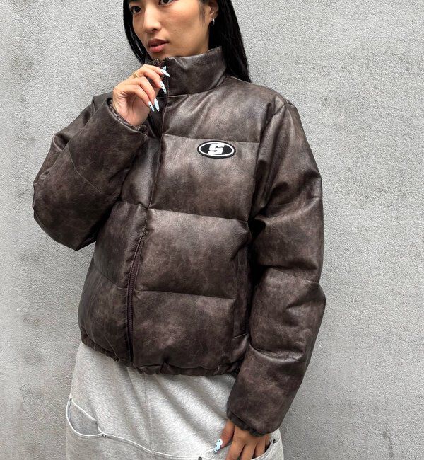  「【UNISEXS】S LOGO VINTAGE-LIKE LEATHER BLO」|ブルゾン・スタジャン|