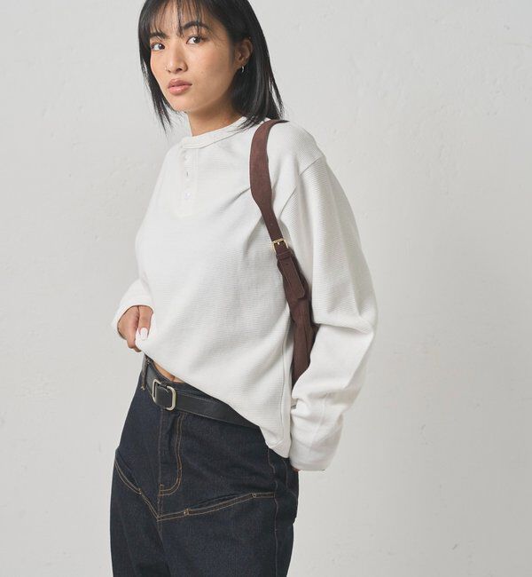  「【Sourcream】Heavy waffle henley tops」|Tシャツ・カットソー|