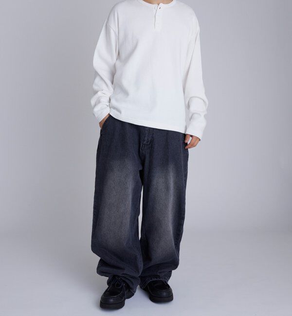  「【Sourcream】Heavy waffle henley tops」|Tシャツ・カットソー|