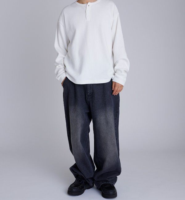  「【Sourcream】Heavy waffle henley tops」|Tシャツ・カットソー|