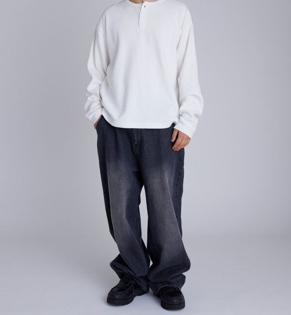  「【Sourcream】Heavy waffle henley tops」|Tシャツ・カットソー|