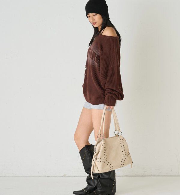  「DISTRESSED SPRAY LOGO KNIT/ダメージスプレーロゴニット」|ニット・セーター|