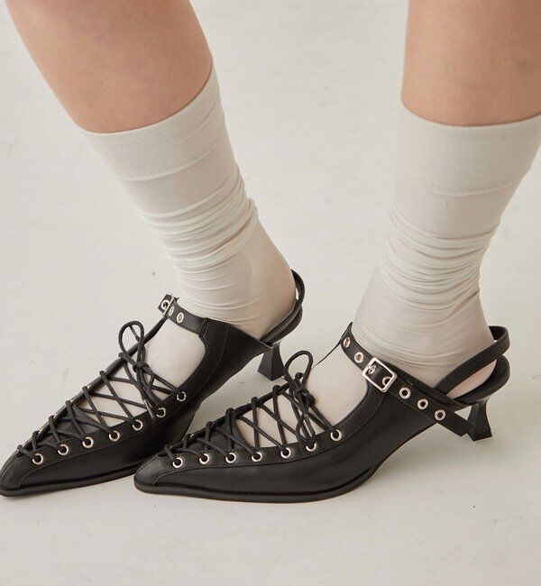  「LACE-UP EYELET MULES」|ロングブーツ|