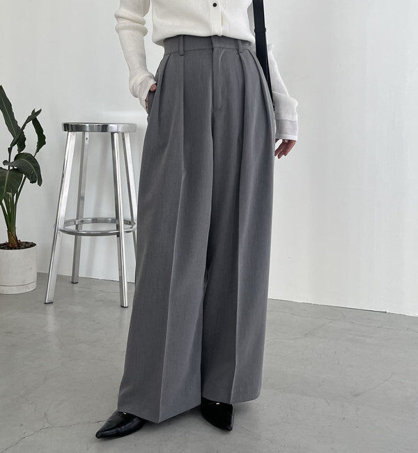  「【累計2万本突破！】【低身長・高身長サイズあり】2タックワイドパンツ」|チノ|グレーその他1