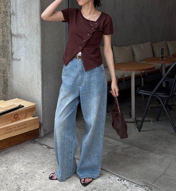  「フリルボタンチビ袖カーディガン」|カーディガン|