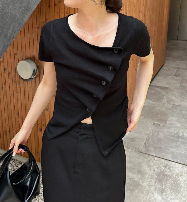  「フリルボタンチビ袖カーディガン」|カーディガン|