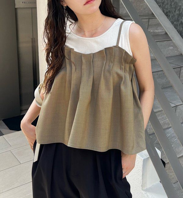  「【オールシーズン◎】タックフレアキャミ」|シャツ・ブラウス|