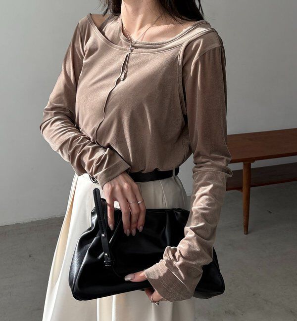  「レイヤードベロアTシャツ」|Tシャツ・カットソー|