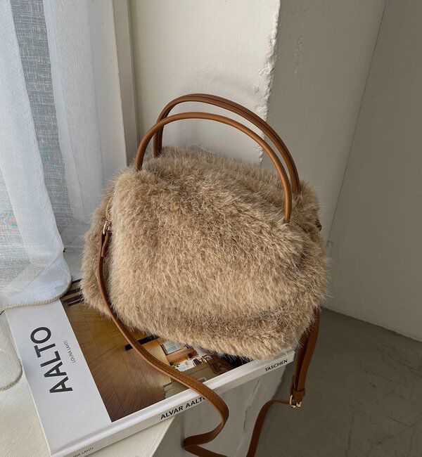  「ファー2WAYボストンバッグ」|トートバッグ|ベージュ