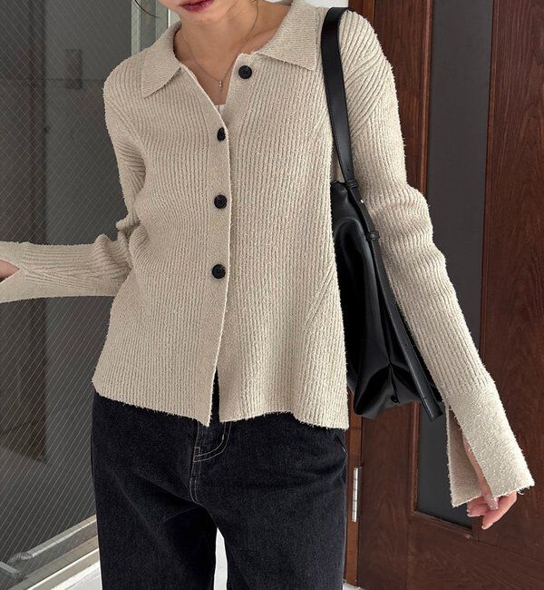  「ビアードカラーニット」|カーディガン|ベージュ