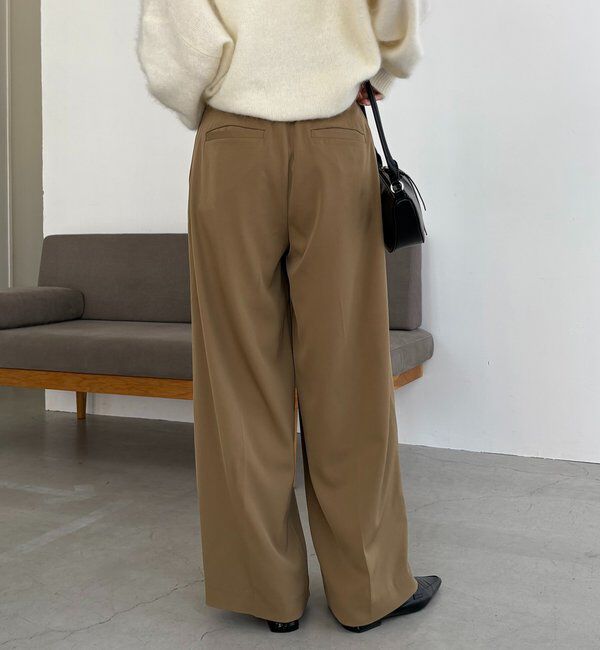  「【選べる4サイズ展開/全骨格細見え】すっきりスラックスワイドパンツ」|チノ|