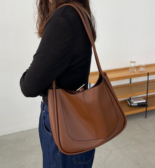  「【新色/ベージュ】トリミングトートバッグ」|トートバッグ|ブラウン