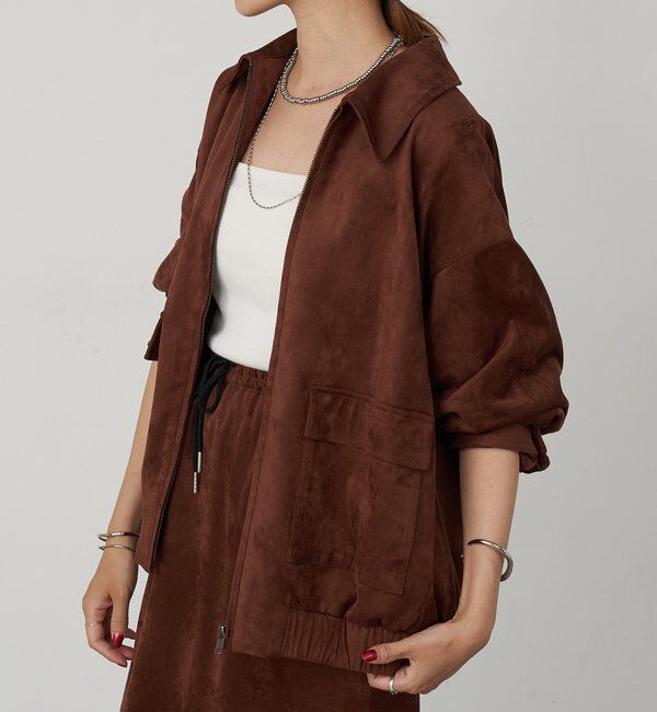  「《セットアップ着用可能》フェイクスウェードブルゾン」|ブルゾン・スタジャン|