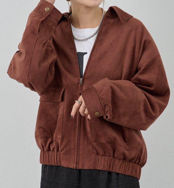  「《セットアップ着用可能》フェイクスウェードブルゾン」|ブルゾン・スタジャン|