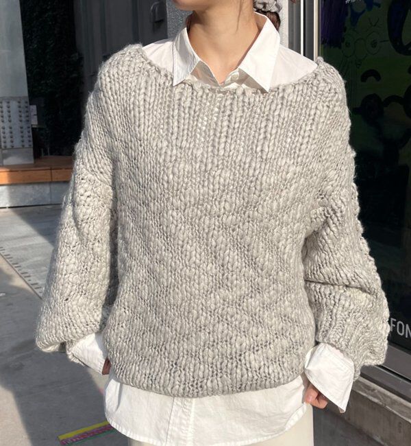  「テクスチャーオーバーニット」|パーカー|グレー