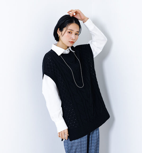 collex「コットンケーブル柄ベスト」|ベスト・ジレ|