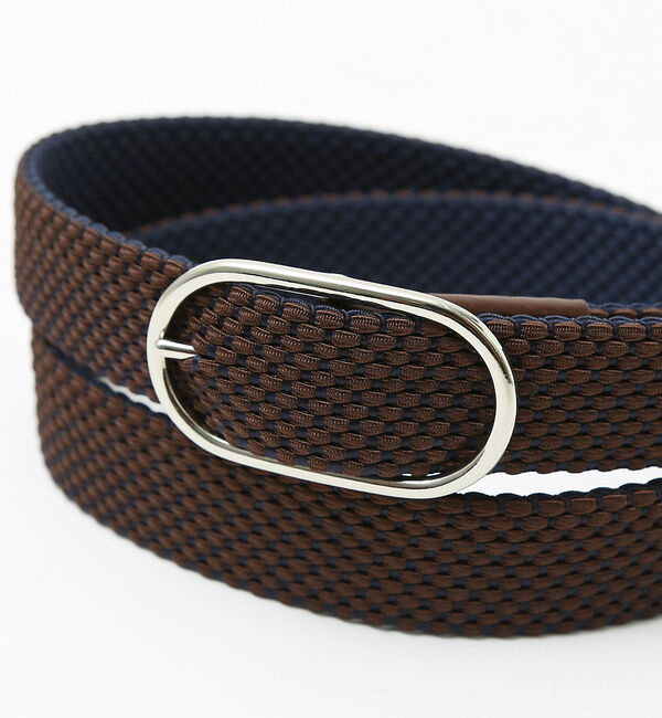 ABAHOUSE「リバーシブル  ゴムメッシュベルト【ブラウン&times;ネイビー / ブラック&times;グレー】」|ベルト|