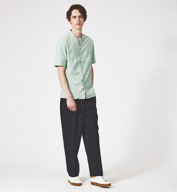 ABAHOUSE「【定番】ノーカラー Vネック 半袖シャツ」|シャツ・ブラウス|